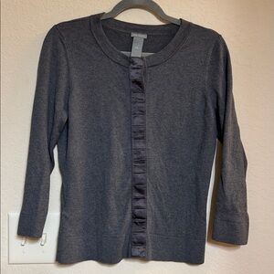 Ann Taylor Gray Sweater with Hidden Buttons Size M